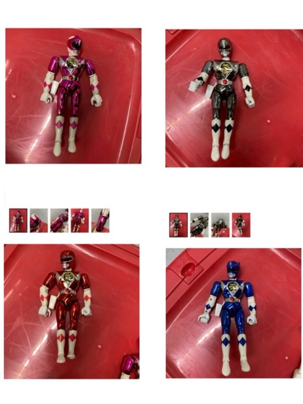 Power Ranger Red, Blue & Pink & black Metallic Action Figures - Power Ranger Se